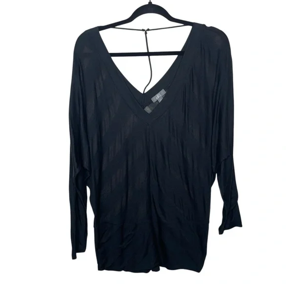 alo Yoga Black T Back Sheer Stripe Long Sleeve Top XL - Picture 2 of 10